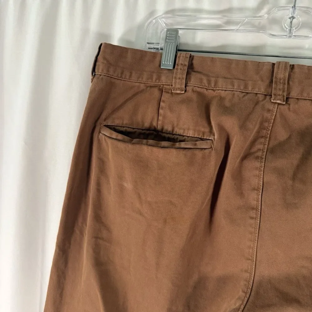 J. Crew Sun Faded Pants Men's 36x32 Brown Flat Front Chino Slash Pockets